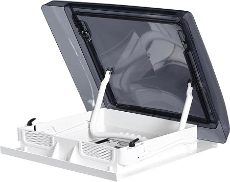 MAXXAIR SKYMAXX 00-97110 Skylight LX Plus - Thin ROOF Manual Lift lid with 4 Open Positions - White Interior Frame with LED Lighting