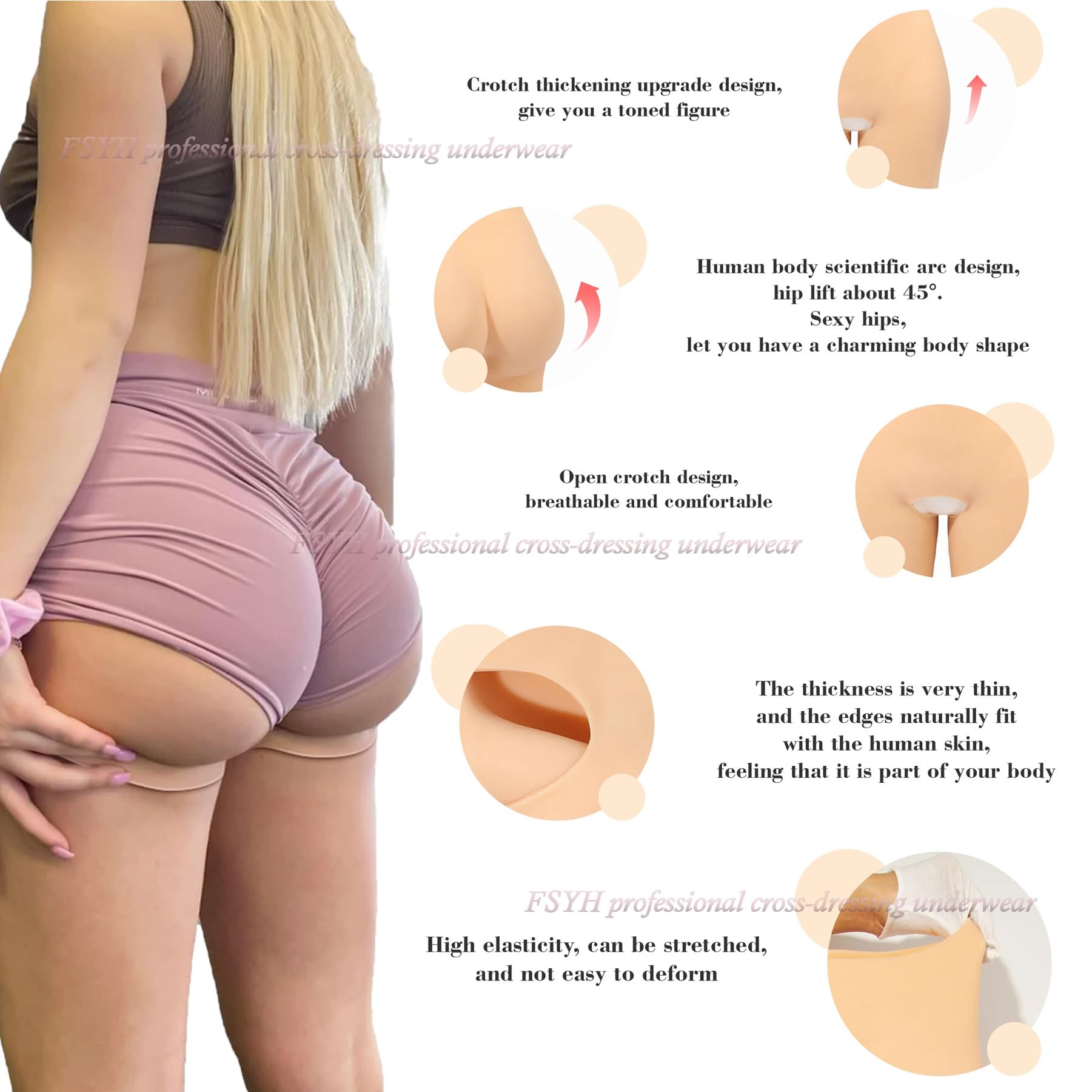 Silikonowa podkładka podnosząca biodra sztuczne majtki pośladki bielizna push up modelująca pośladki kontrola dla kobiet crossdresser