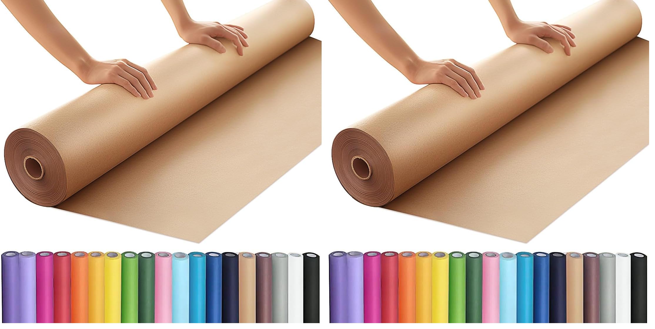 PerkHomy 36" x 2,400" (200') Brown Kraft Paper Roll for Craft Bulletin Board Paper Art Table Covering Crafting Gift Wrapping Bouquet Packing Parcel 70GSM 50LB (Brown, 36" x 200') (Pack of 2)