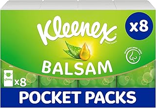 Balsam Travel Pocket Facial Tissues - Multipack 8 Pocket Tissue Packs - Balm Tissues Protect and Soothe Your Nose When You've Got a Cold - Balmcare® with Aloe Vera, Vitamin E and Calendula