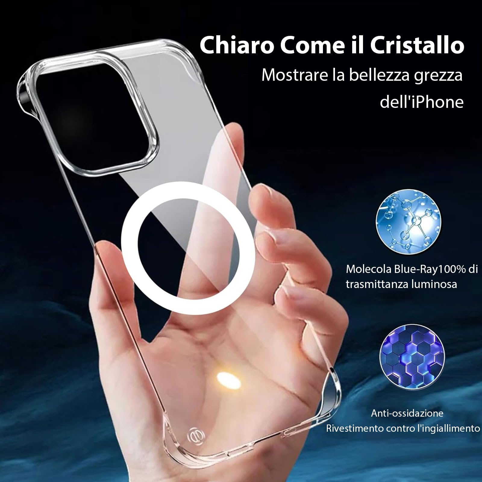 Custodia FAOMSEBS Per IPhone 15 Pro Max MagSafe - Traslucida Opaca Con Protezione Fotocamera E Anello Magnetico - 3