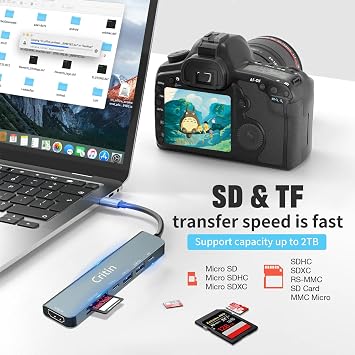 7-in-1 USB C Hub Multiport Adapter, 4K HD, SD/TF Card Reader, 100W PD Charging, USB-C & 2 USB-A Data Ports Compatible with MacBook Pro/Air 2023-2016, Dell XPS, iPad Pro, Galaxy Book