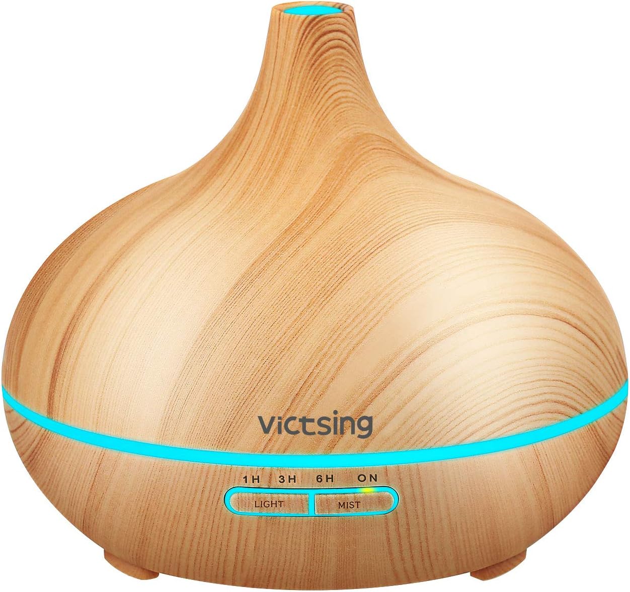 VicTsing Essential Oil Diffusers for Aromatherapy, 300ml Aroma Diffusers, 4 Timer Cool Mist Mode Humidifiers (Up to 10H Use, BPA-Free, Waterless Auto-Off, 7 Color LED Lights)-Yellow Wood Grain
