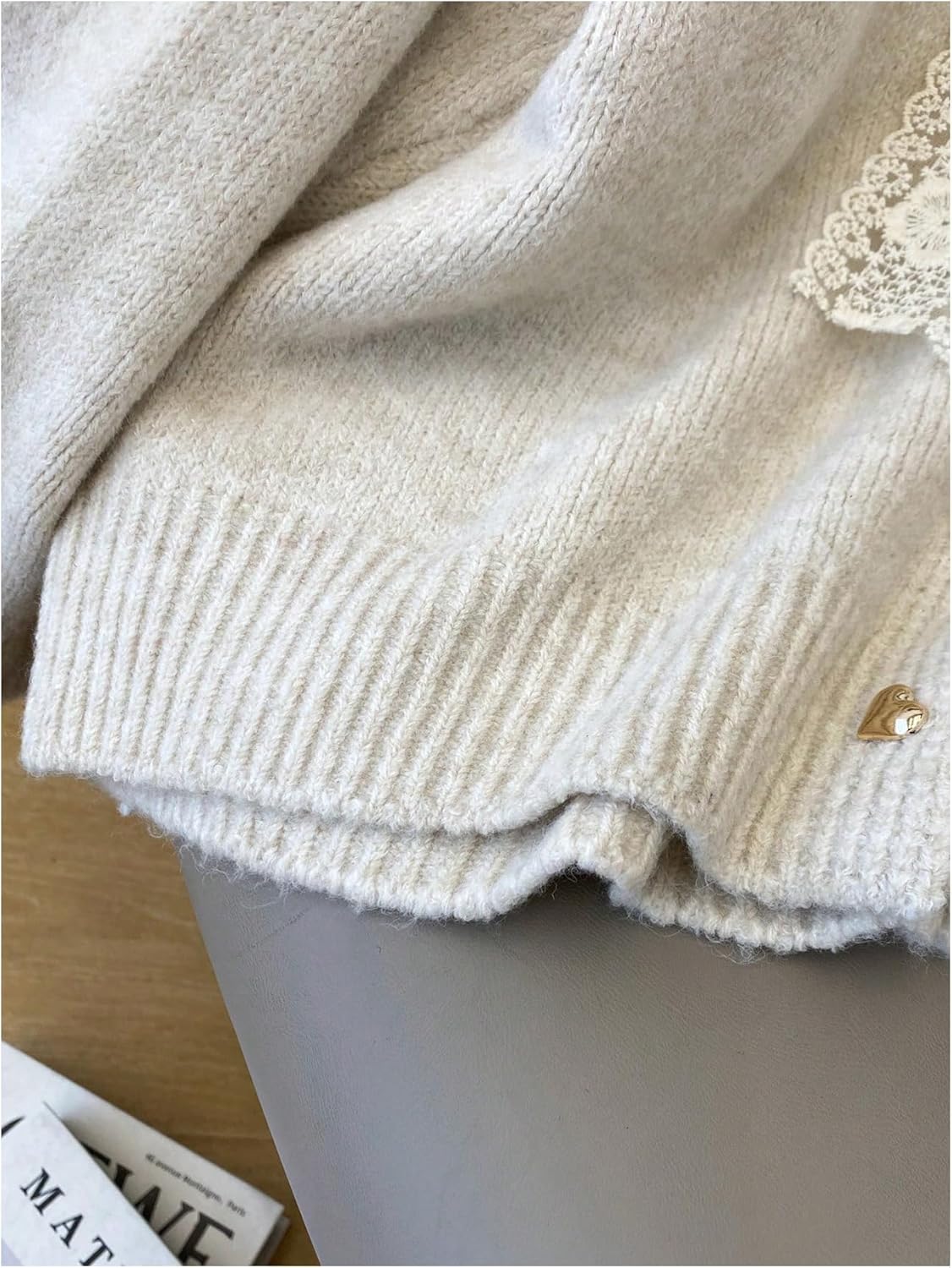 Verdusa Women's Lace Bow Cardigan Sweaters Button Up Cozy Warm Fall Winter Clothing Festival Outerwear