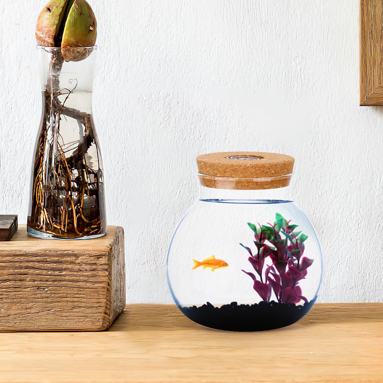 Balacoo Kork Micro Landschaft Ökologischen Flasche Klar Glas Anlage Terrarium Container Fisch Tank Runde Glas Aquarium Ball Nacht Lichter Geschenk
