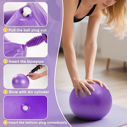 Miniatura 9 de Juego de círculos de pilates, anillo de yoga, equipo de pilates de alta resistencia para mujeres, incluye anillo de pilates, pelota de ejercicio