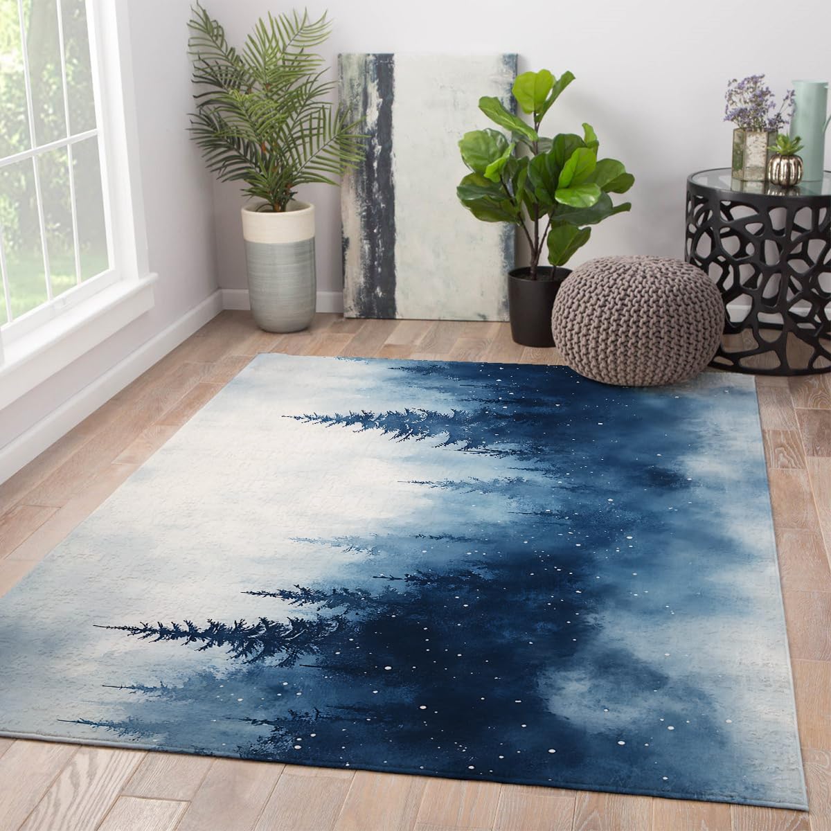 Tapis antidérapant 140x180cm motif sapin contemporain couloir
