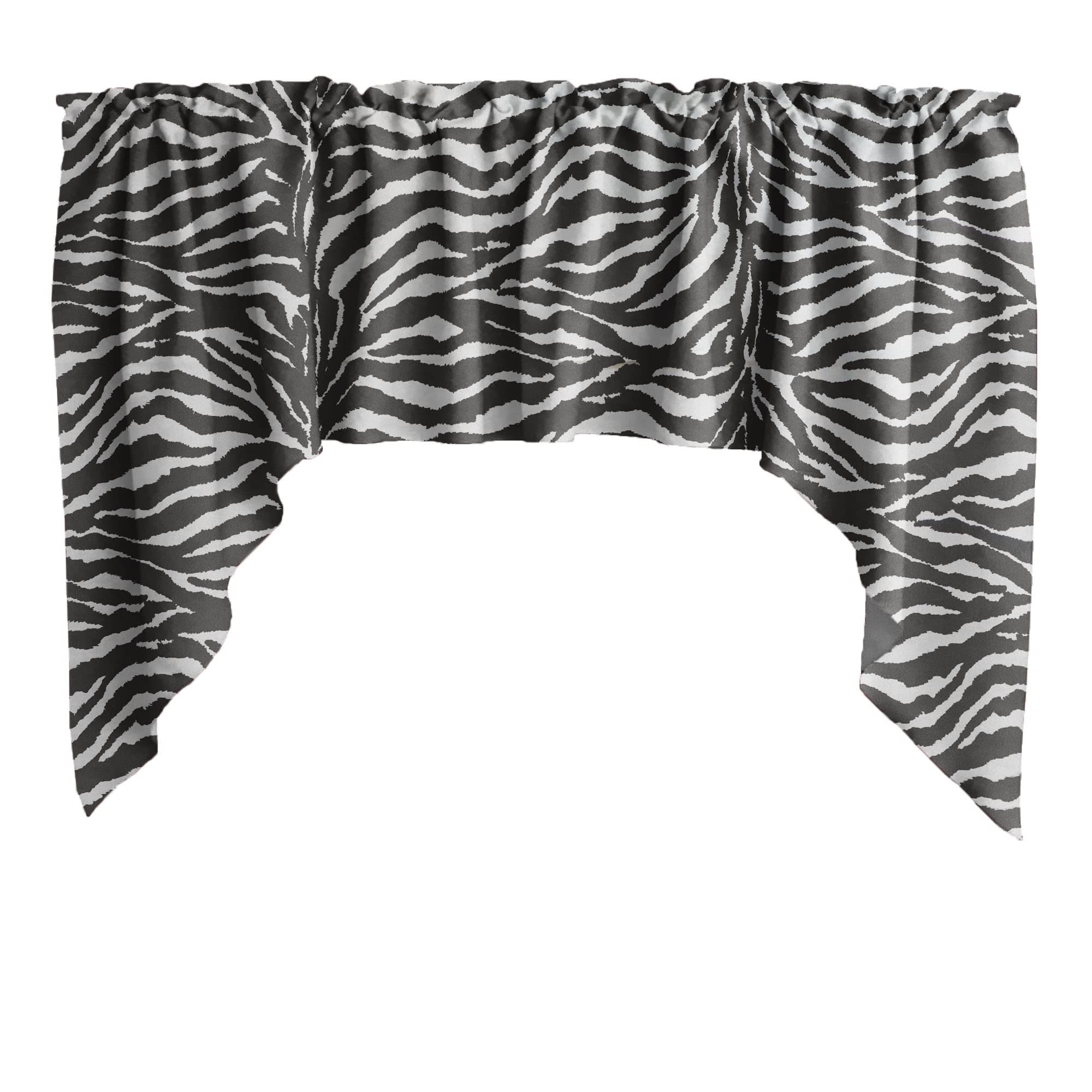 Zen Creative Designs Zebra Print Swag Window Valance Cotton Animal Print Home Décor Bedroom Nursery Kitchen Window (Black)