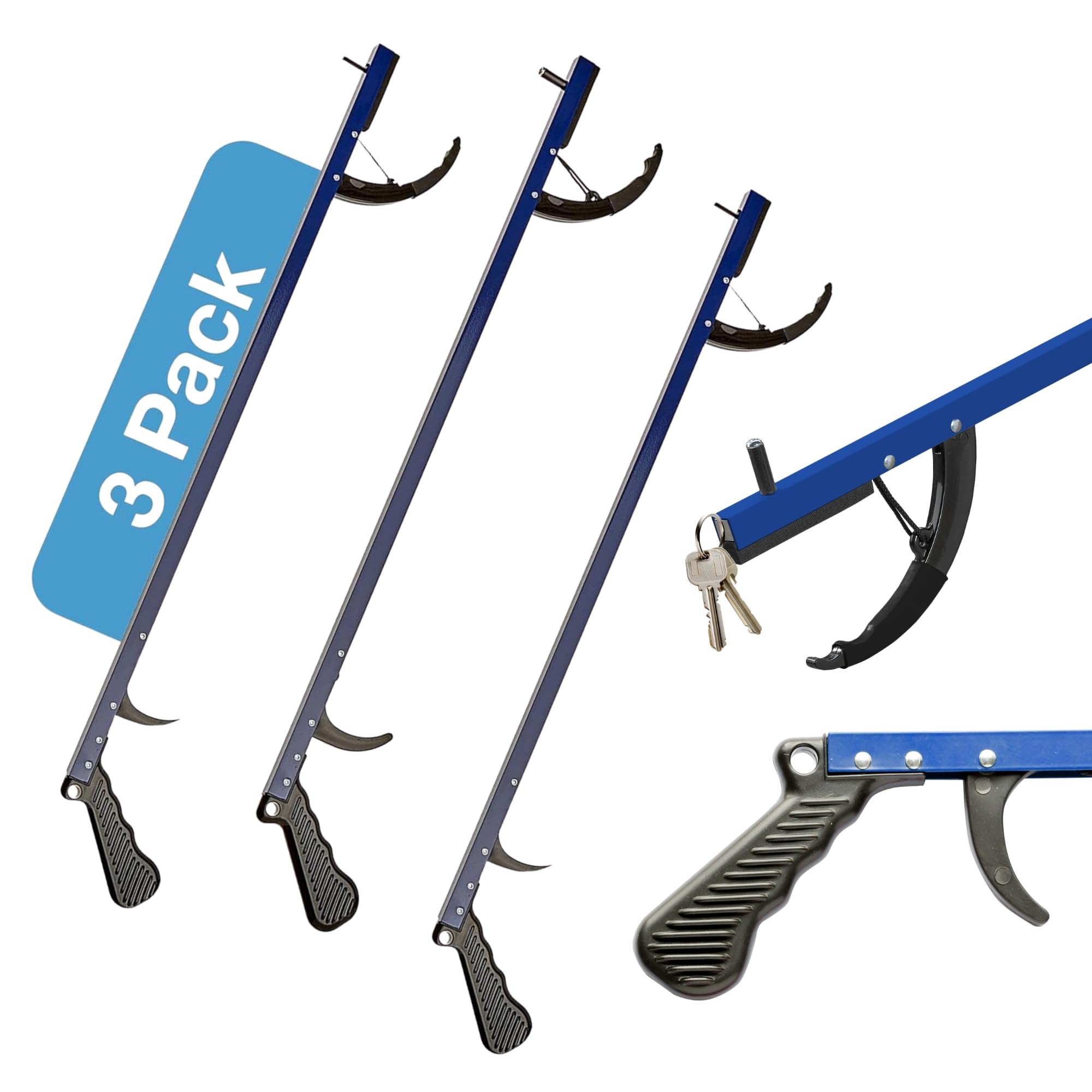 Sammons Preston Reacher, niebieski, 66 cm, narzędzie do chwytania, lekki chwytak do zbierania śmieci i ogrodowy, poręczny aluminiowy pazur do podnoszenia i sięgania, przenośne narzędzie wspomagające