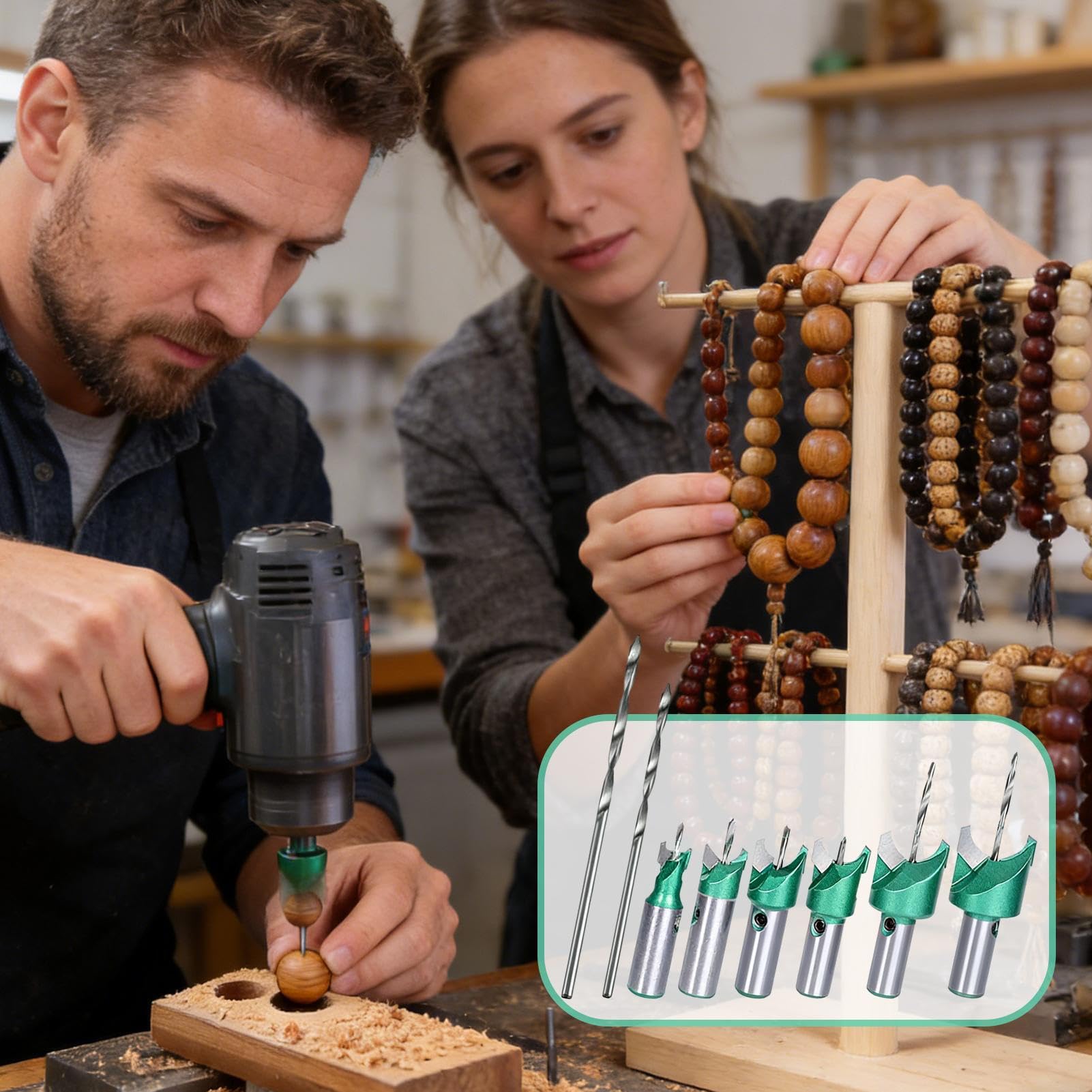Kit de fresado de de madera: herramienta versátil para trabajar la madera, juego de 6 cortadores robustos, regulares, perforación controlada para decorativas, acabado artesanal cuidadoso | fabricac