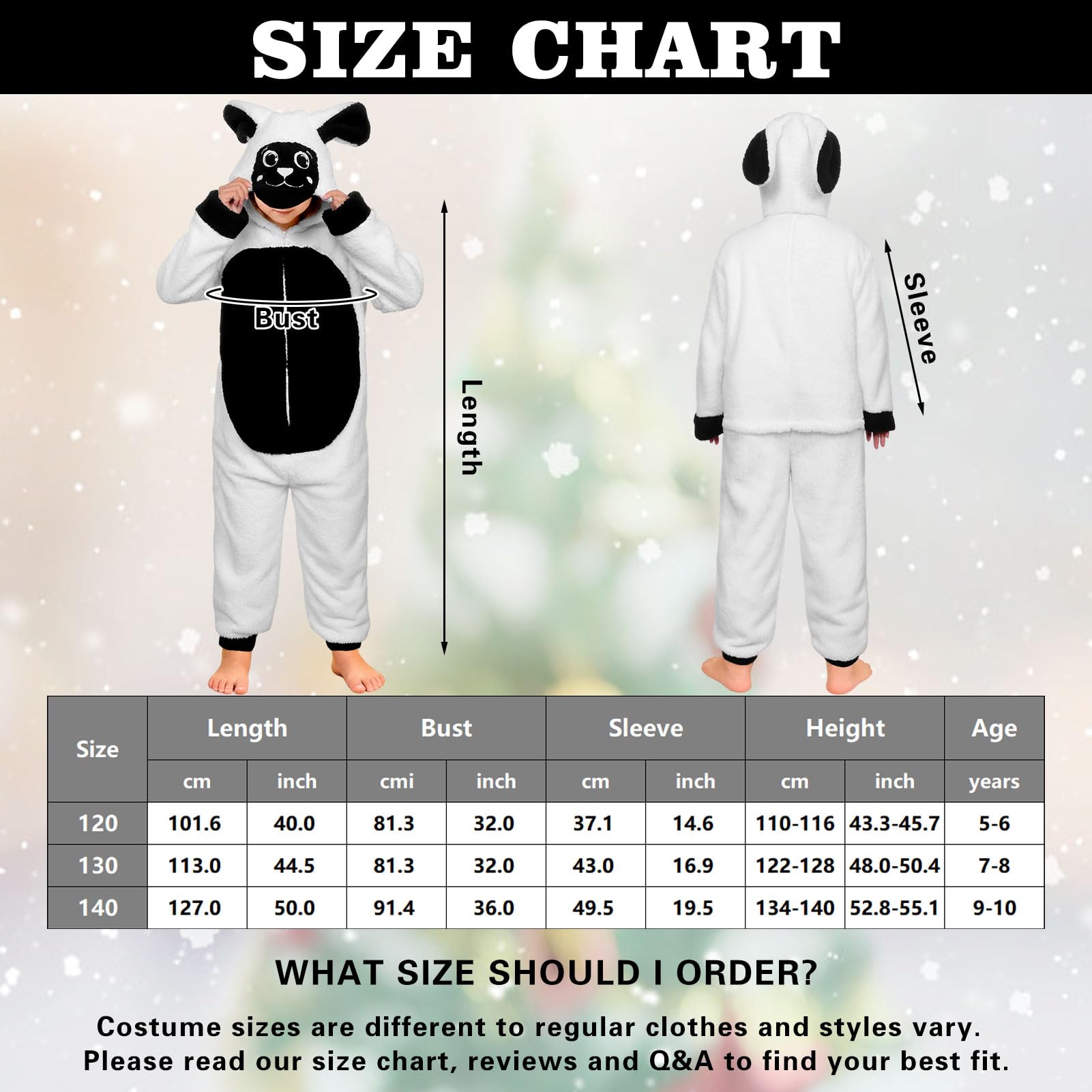 GEMAKA Sheep Costume Kids Christmas Nativity Xmas Outfit Lamb Costumes School Fancy Dress Attire for Kid (120cm) - Image 3
