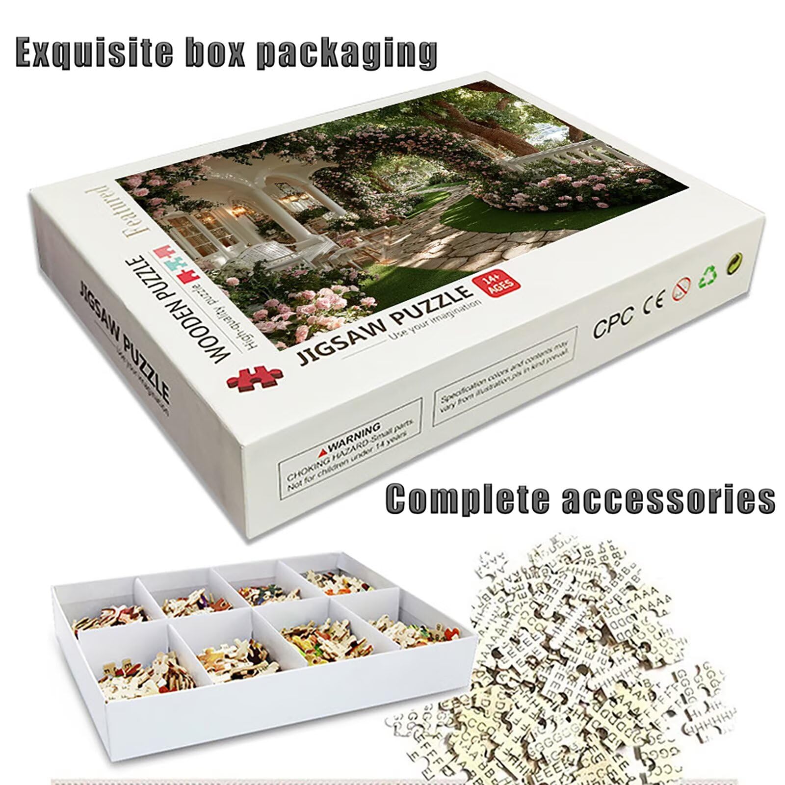 Puzzle 4000 elementów dla dorosłych do ogrodu, drewniane puzzle 142 x 86 cm, części ściśle do siebie pasują, dla mężczyzn kobiet starszych seniorów, dekompresyjna, letnia dekoracja ścienna, prezenty