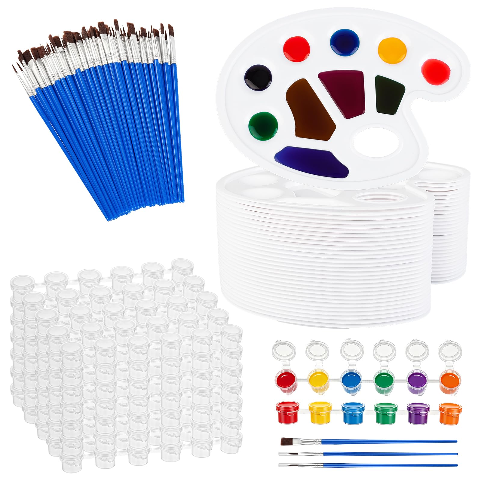 Juego de 30 botes de pintura vacíos, paleta de pintura y