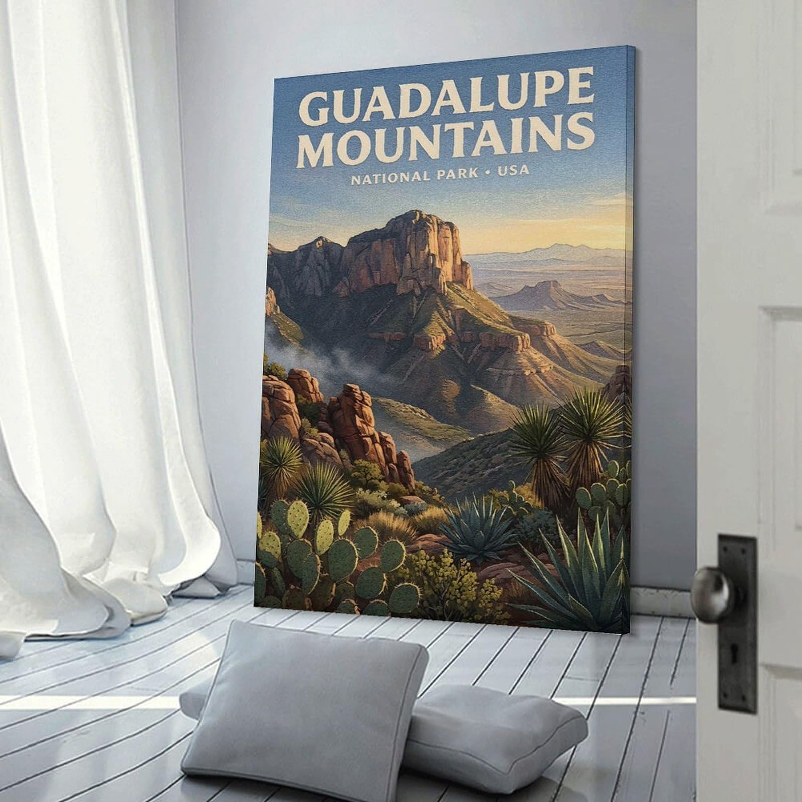 Junmoney Frame-Style-19 Guadalupe Mountains National Park Wall Picture Print, 24X36inch(60X90cm), For Art Walls, Layered Displays Or Homes, Home Wall Art For Statement Displays