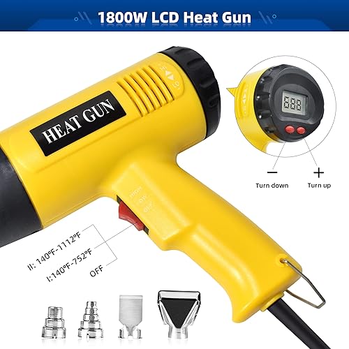 Miniatura 4 de Zanch Kit de herramientas de envoltura de vinilo para automóvil con pistola de calor LCD herramienta de extracción de emblemas con 10 cables de