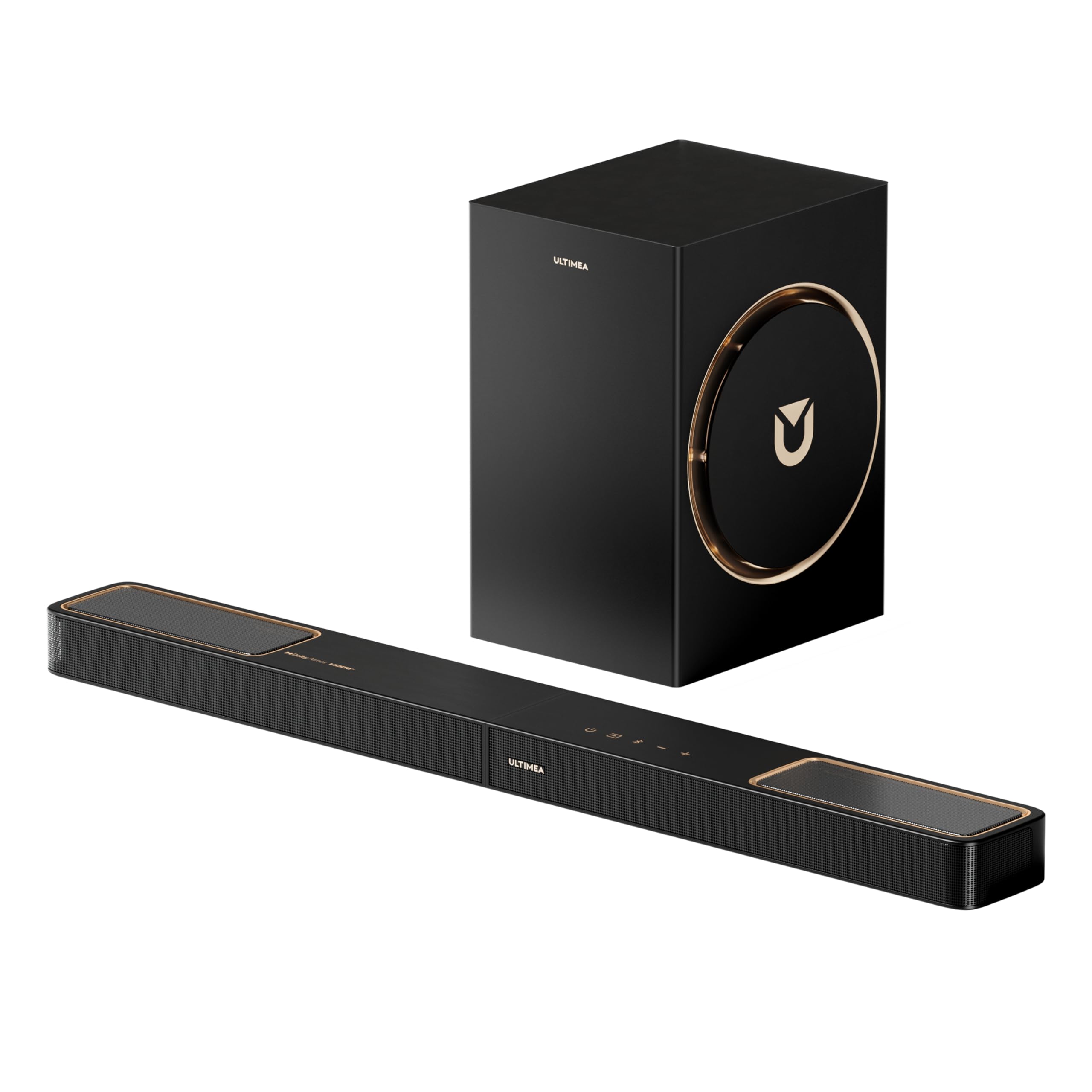 ULTIMEA 3.1.2ch Sound Bar con Dolby Atmos, Surround Sound System per Smart TV, Soundbar con subwoofer da 6,5 pollici per Home Theater, BT 5.4, HDMI eARC, Skywave F30 Boom