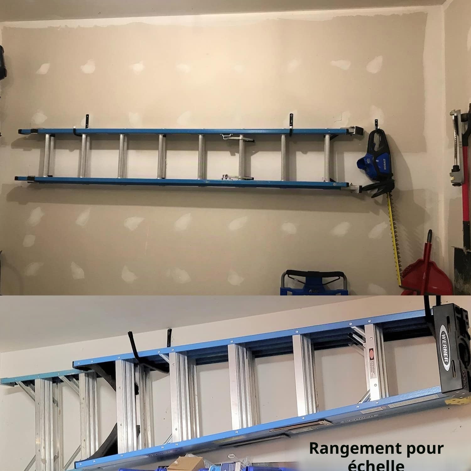 Lot de 8 crochets robustes pour échelle de garage avec bras Jumbo de 30,5 cm, support de rangement mural pour vélo, chaises pliantes, vélo et outils de jardin