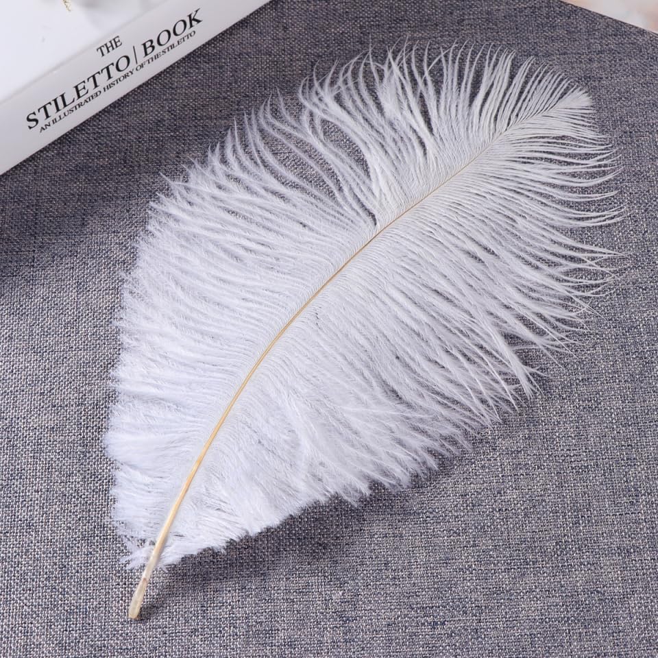 Image secondaire de Plumes d'Autruche Artificielles Blanches - 10 Pièces pour Décoration de Mariage et Bricolage