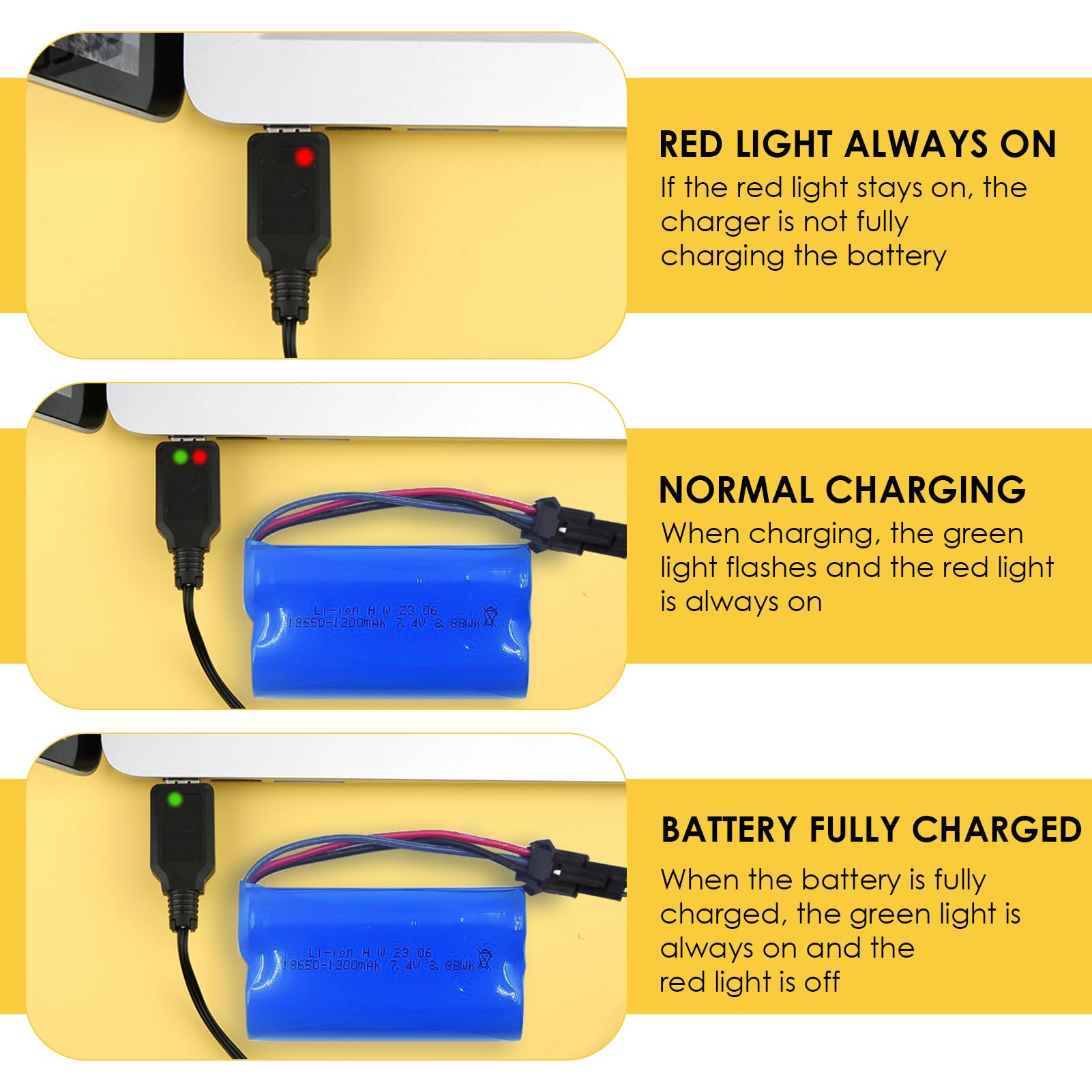 Cargador USB Para Baterías LiPo 7.4V - Pack De 2 (Conector SM-3P, Carga Rápida)