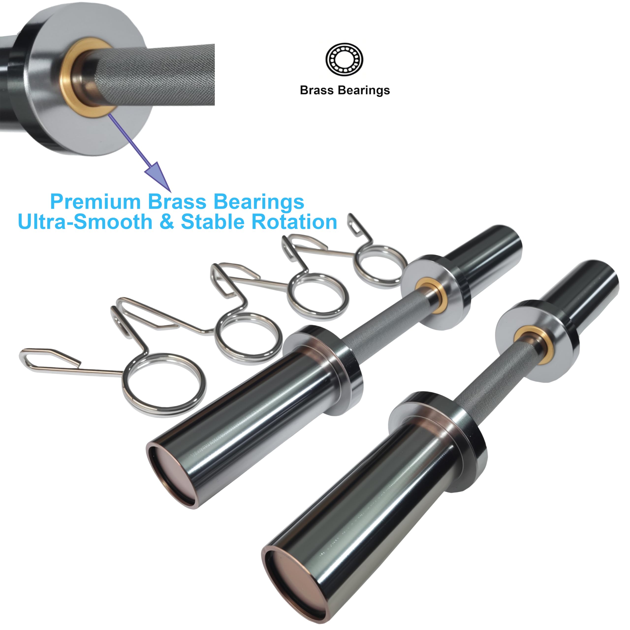 Maniglie per manubri con 2 paia di clip per collari, barre olimpioniche caricabili, manubri da 40,6 cm, per palestra domestica, sollevamento pesi, allenamento della forza, bodybuilding, fitness