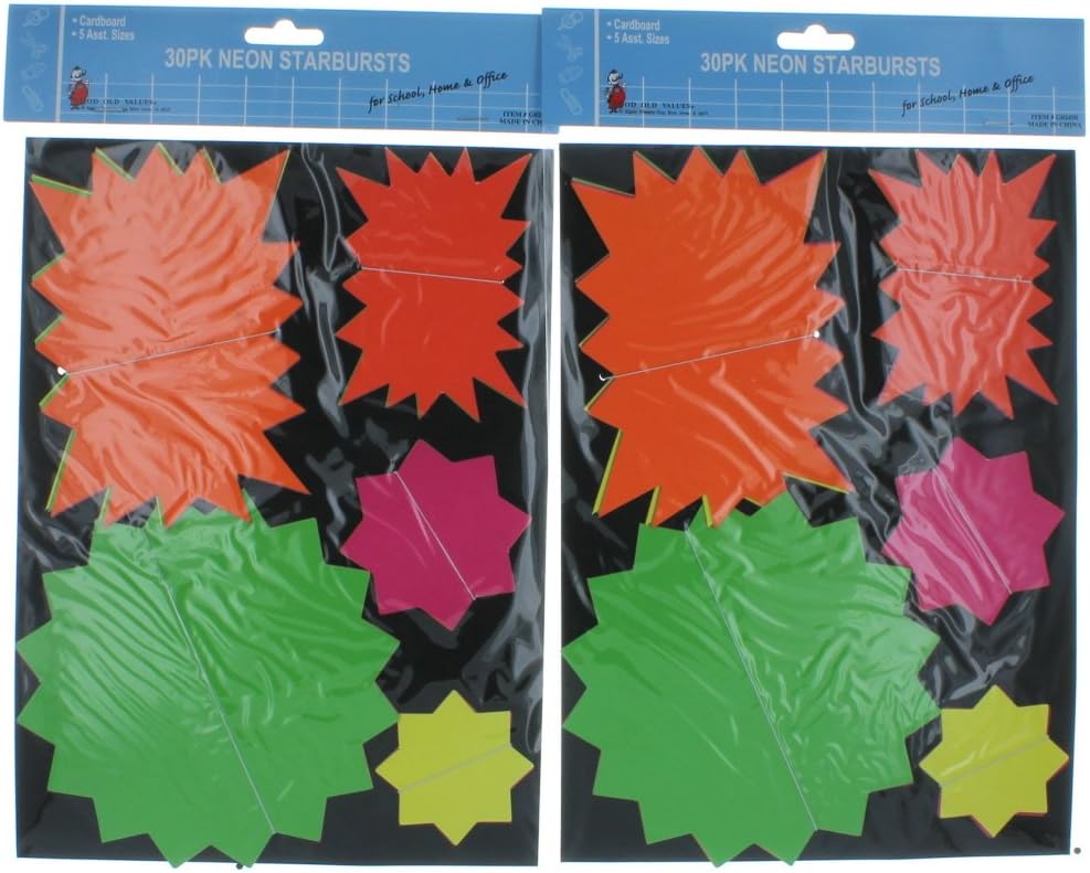 Lot of 60 Neon Starburst Bright Sign Tags Price Sale