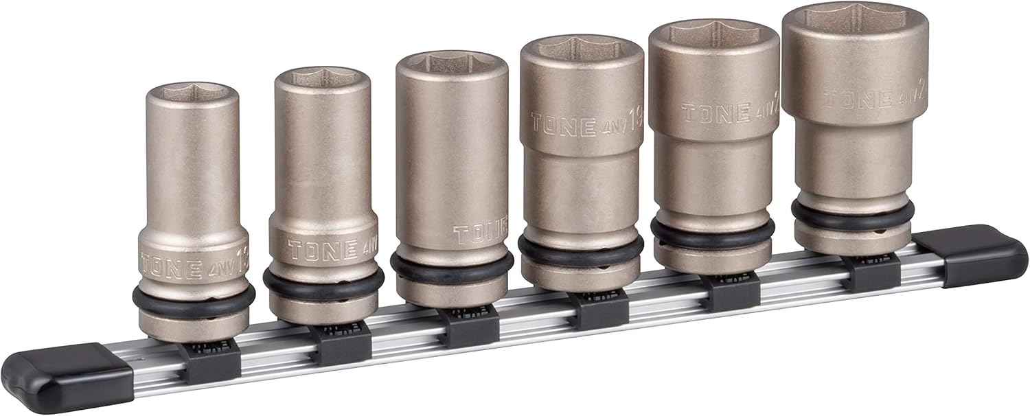 TONE 1/2" Drive 6 Point Deep Impact Socket Set w/Holder HNV406L