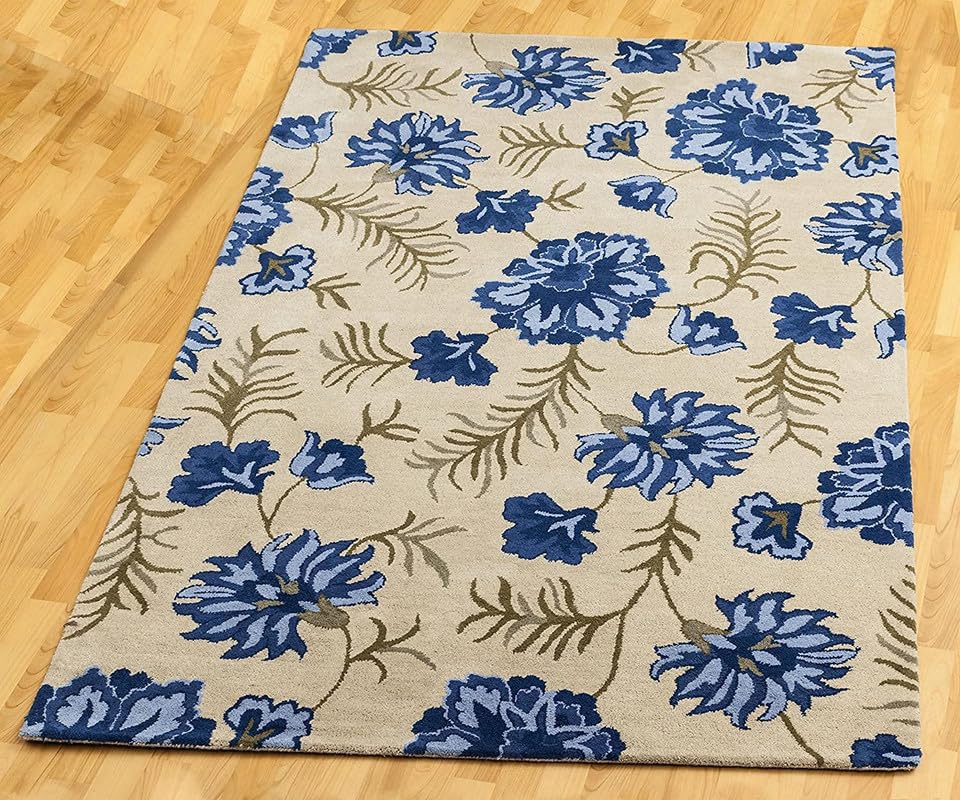 Image of Carpets and Rugs Woolen Thick Floral and Contemporary Designs for Area Rugs, Carpets for Living Room, Bedroom, Hall Size 8x10 feet