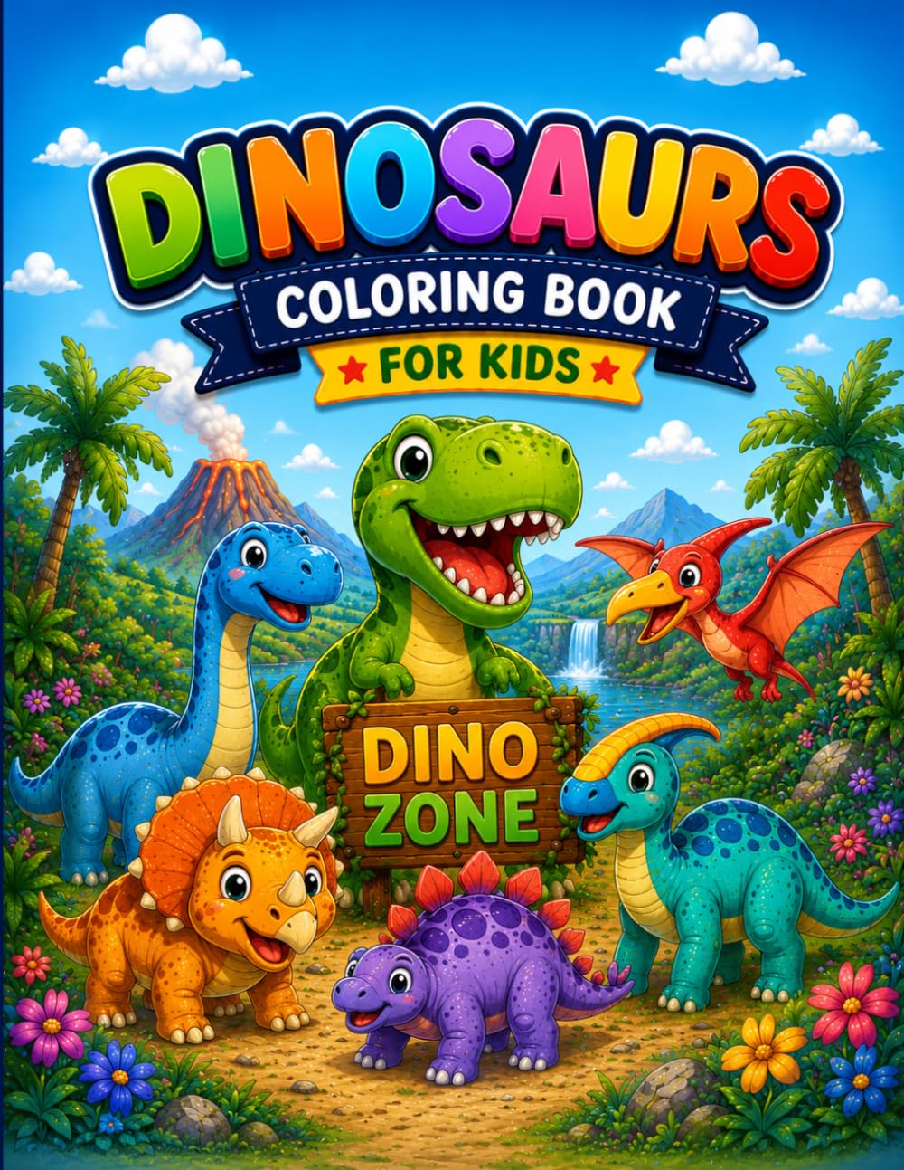 Cute Dinosaurs Coloring Book for Kids: 40 Fun and Easy Dinosaur Coloring Pages