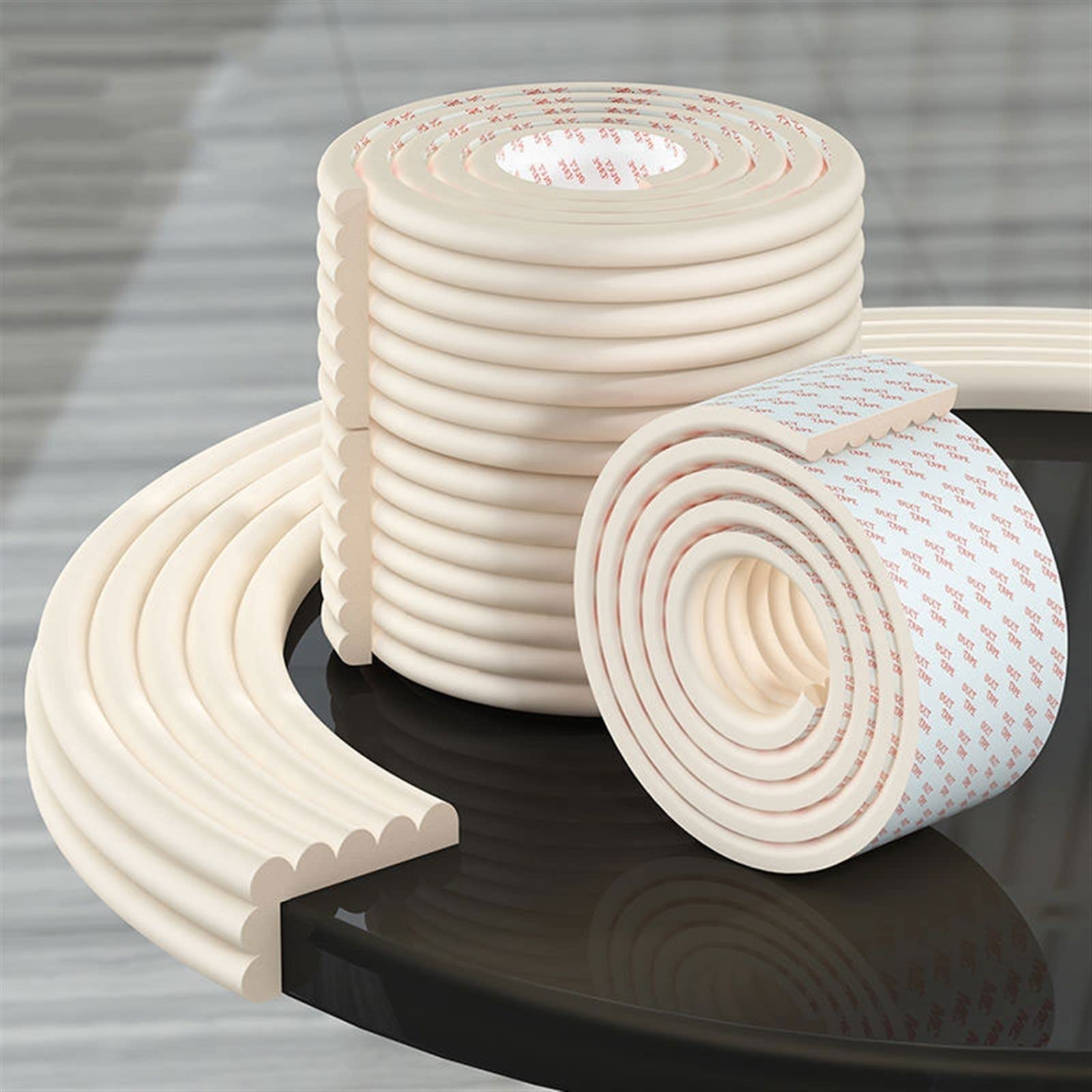 FORVOLWCO 5M Protection Coin de Table, Protections Coins, Coussin Large pour Protection Maximale de Bébé - Protège-Coin de Table - avec Adhésif Double Face Pré-Fixé +8 Pièces Protections d'angles