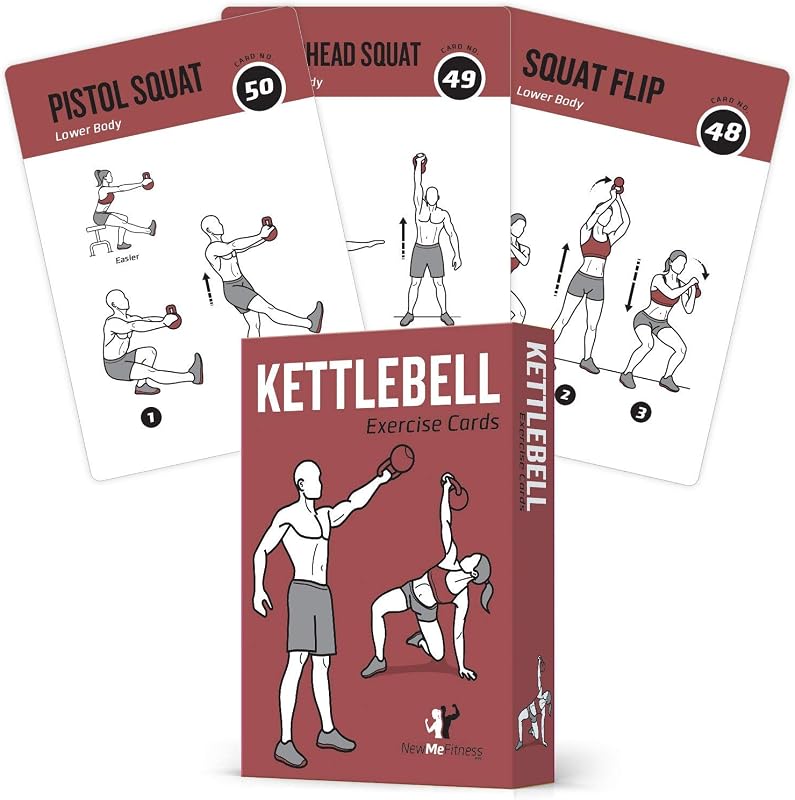 Tarjetas de entrenamiento con pesas rusas, plataforma instructiva de fitness para mujeres y hombres, guía de fitness para principiantes para ejercicios de entrenamiento en casa o gimnasio