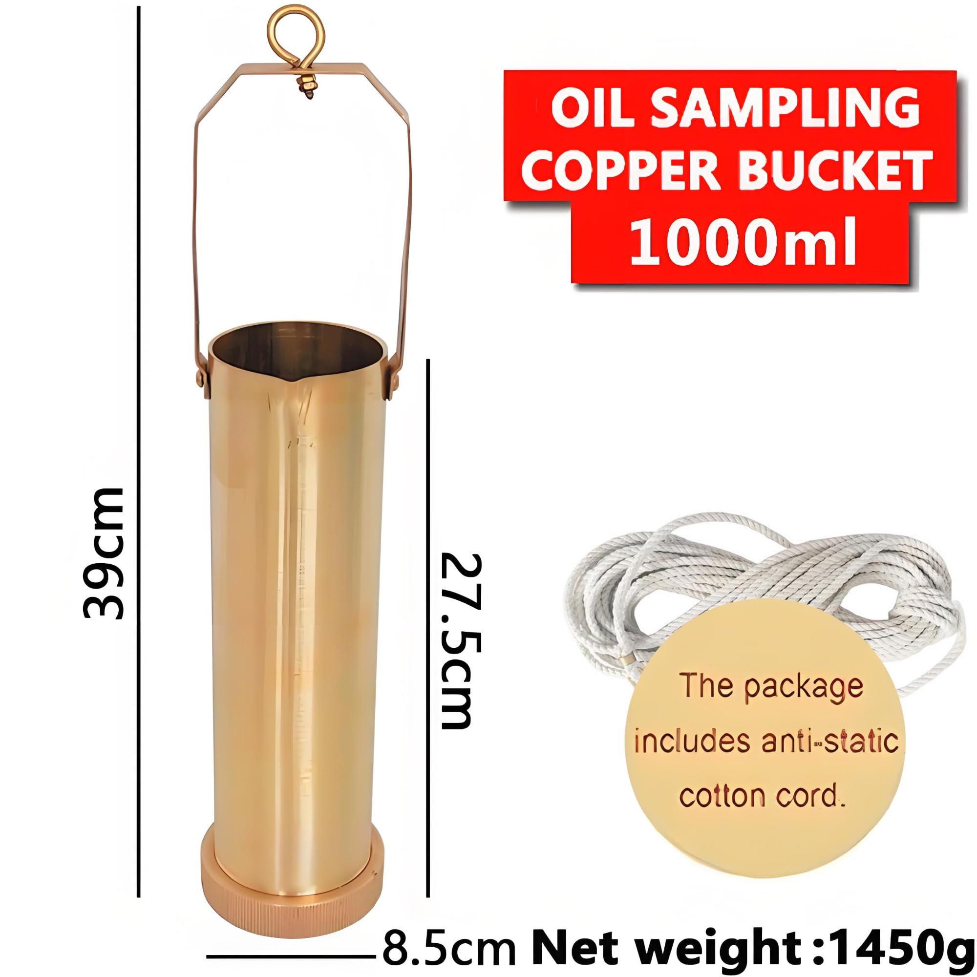 Kit campionatore d'Acqua in Acciaio Inossidabile - Campionatore Resistente per la Superficie di fiumi e Laghi con Cilindro in Ottone per liquidi viscosi, Ideale per testare la qualità dell'a