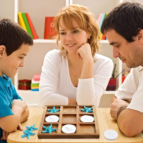 Miniatura 6 de Chunful Juego de madera para decoración de casa de playa con conchas de resina y estrellas de mar y estrellas de mar, diversión para viajes