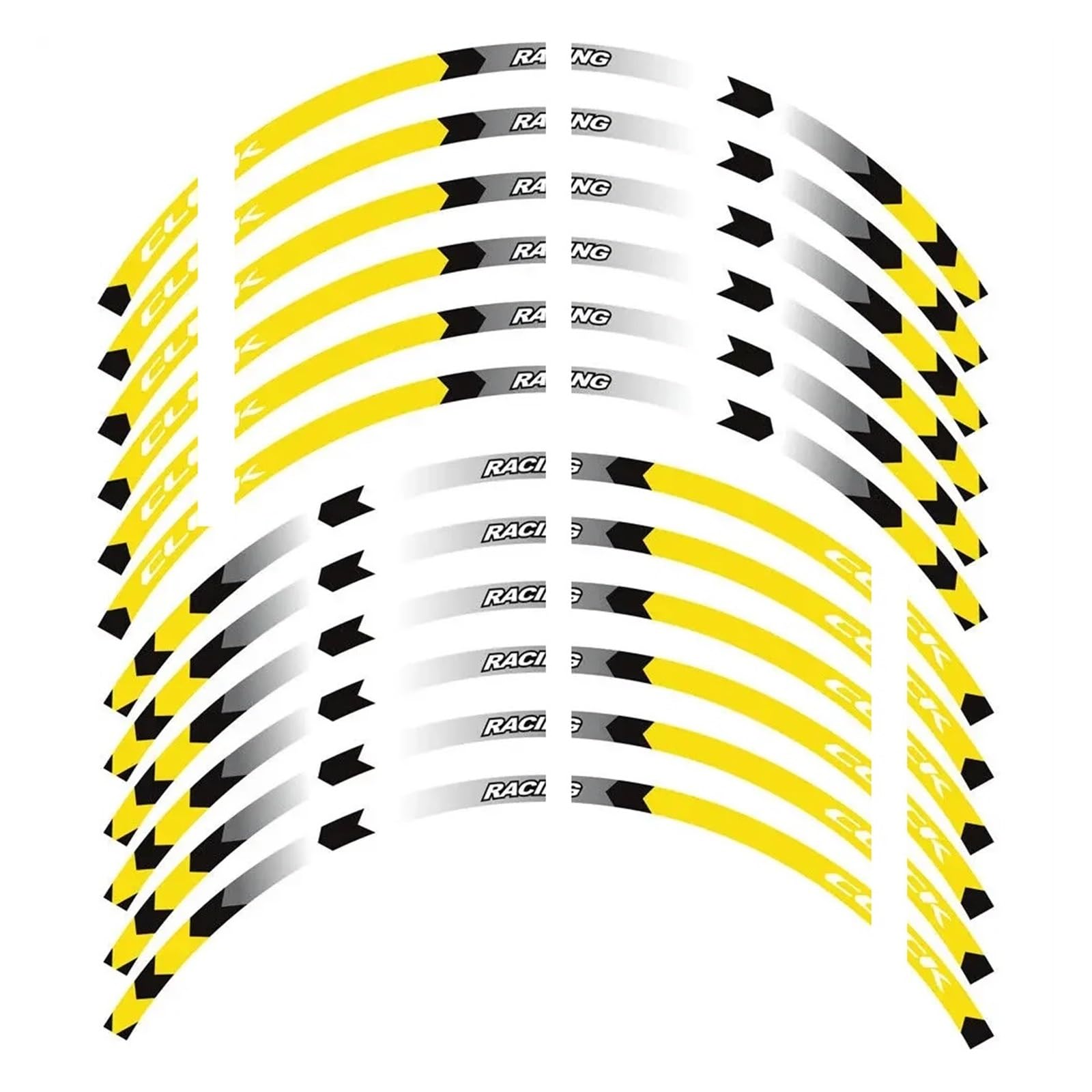 Hub Decals Rim for Click 125i 150i 160i 14" inch Motorcycle Stickers Hub Decals Rim Reflective Sticker Stripe Tape Set Stripe Tape(Yellow-A)