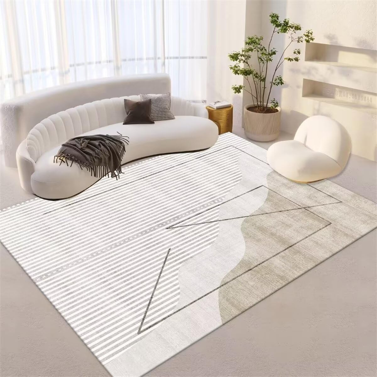 Tapis gris 100x200cm moderne en ligne droite pour salon et protection du sol