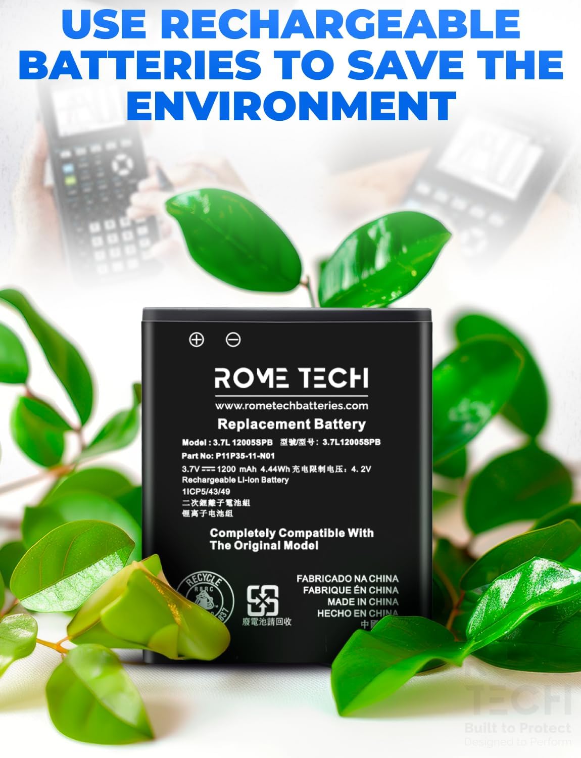 TI-84 Plus CE Battery Replacement - 1200mAh, Compatible with Texas Instruments TI-84 Plus CE, High Capacity 3.7 Volt Rechargeable Battery with Screwdriver Phillips 2mm bit