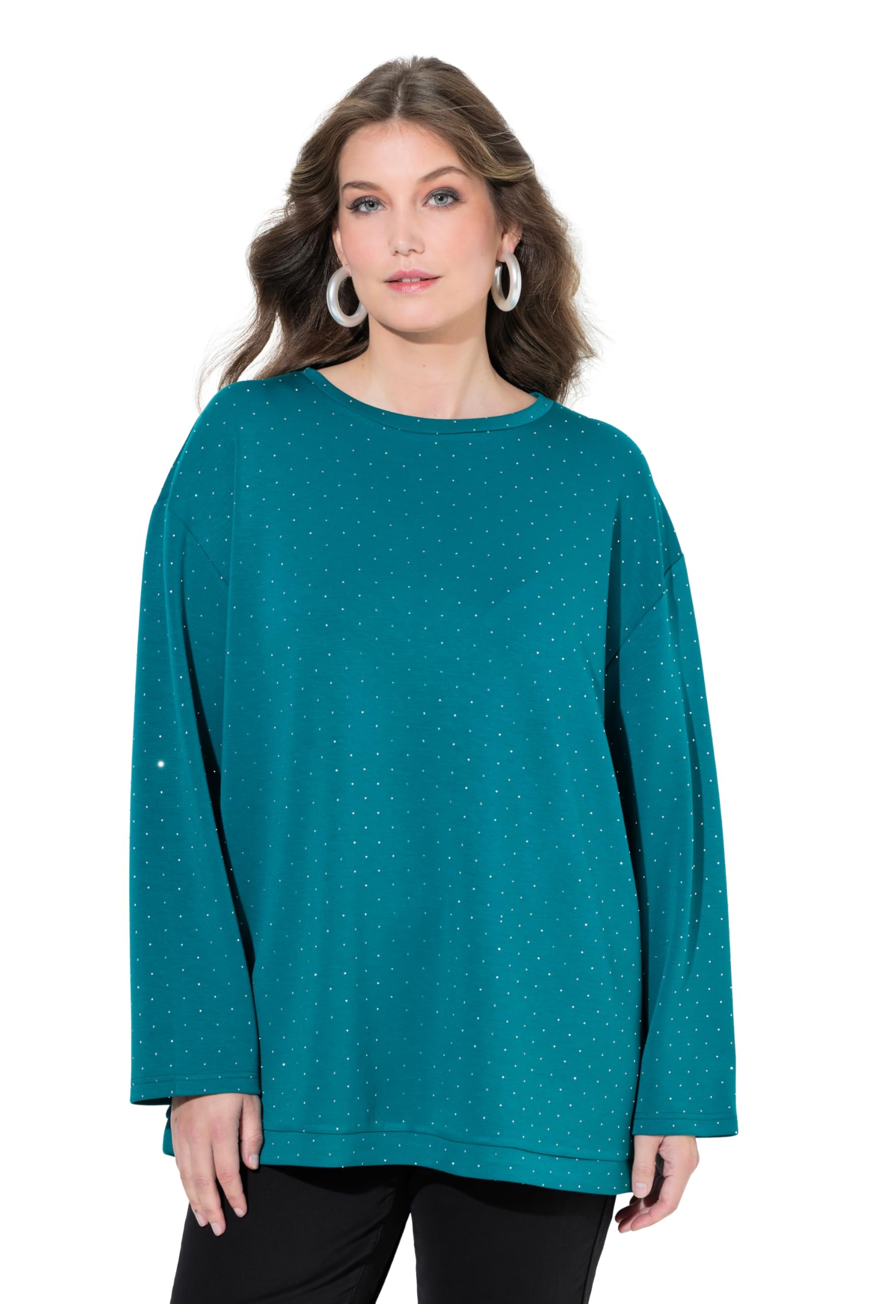 MIAMODA Damen große Größen Übergrößen Plus Size Sweatshirt, Boxy Fit, Scuba-Sweat, Glitzersteinchen 848582