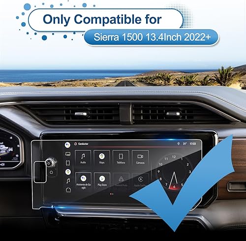 Miniatura 2 de 2022 2023 2024 Sierra 1500 Protector de pantalla para GMC Sierra 1500 (AT4AT4XDenaliDenali Ultimate) Pantalla táctil de 13.4 pulgadas, vidrio
