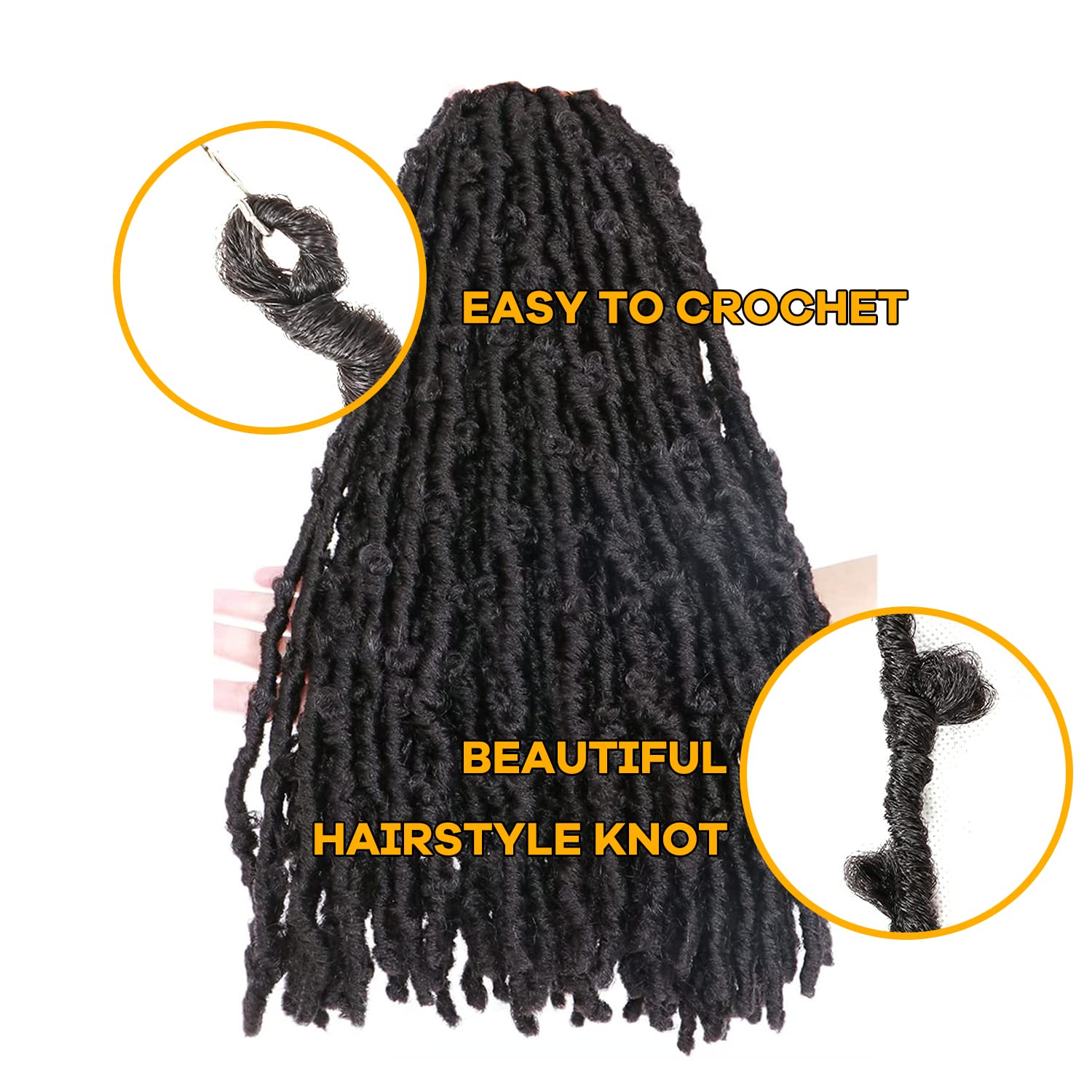Butterfly Locs Crochet Hair 6 Packs Long Faux Locs Crochet Braids Pre looped Distressed Locs Soft Locs Crochet Dreadlocks Synthetic Hair Extensions (1B# - Image 4