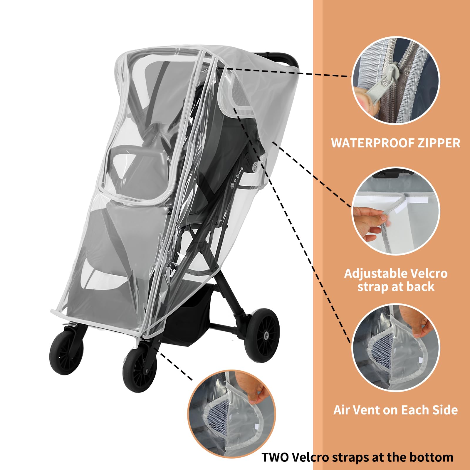 yoamez Stroller Rain Cover for Nuna - Waterproof & Windproof Weather Shield for Nuna Baby Strollers | Universal Fit for Nuna Mixx, Nuna TRVL & More