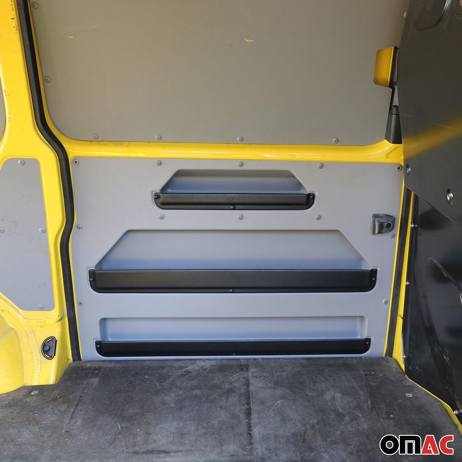 OMAC Rangement de Porte Gauche de Fourgonette Compatible avec VW Transporter T5 T6 VAN 2003 à 2022, Organiseur de Coffre Camionnette en ABS Gris