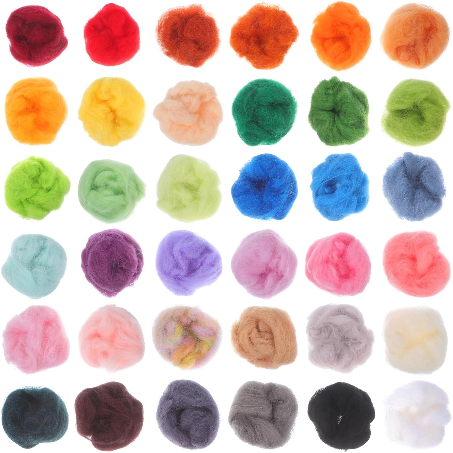 SEWCHICS Felting Wool 36 Colors Set for Needle and Wet Felting Crafts