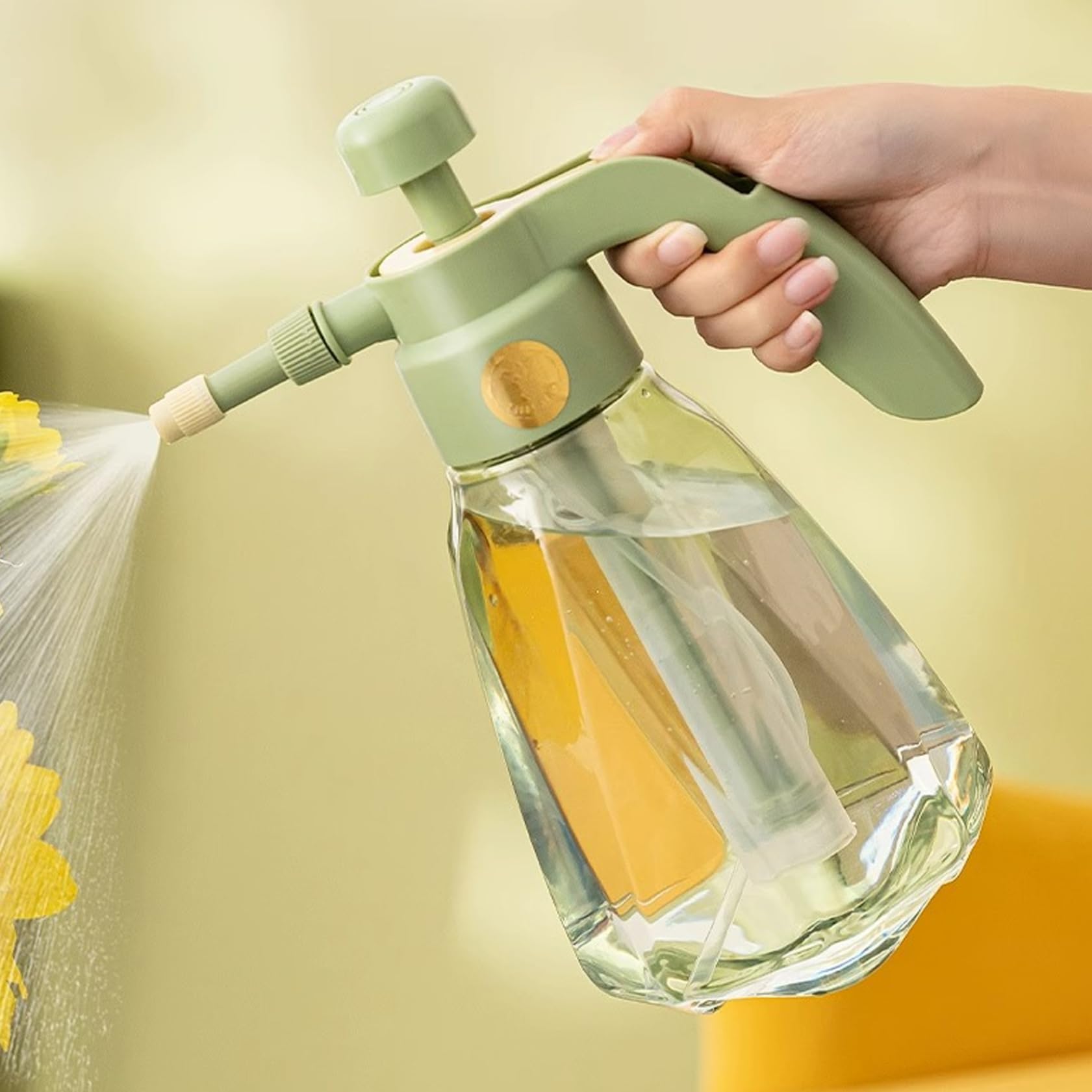 Obelunrp Garden Sprayer, 1.5L/0.3 Gallon Garden Sprayer, Adjustable Spout Pressurized Spray Bottle, Clear Pressure Sprayer, Handheld Water Spray Bottle for Plants, Pressurized Spray Bottle