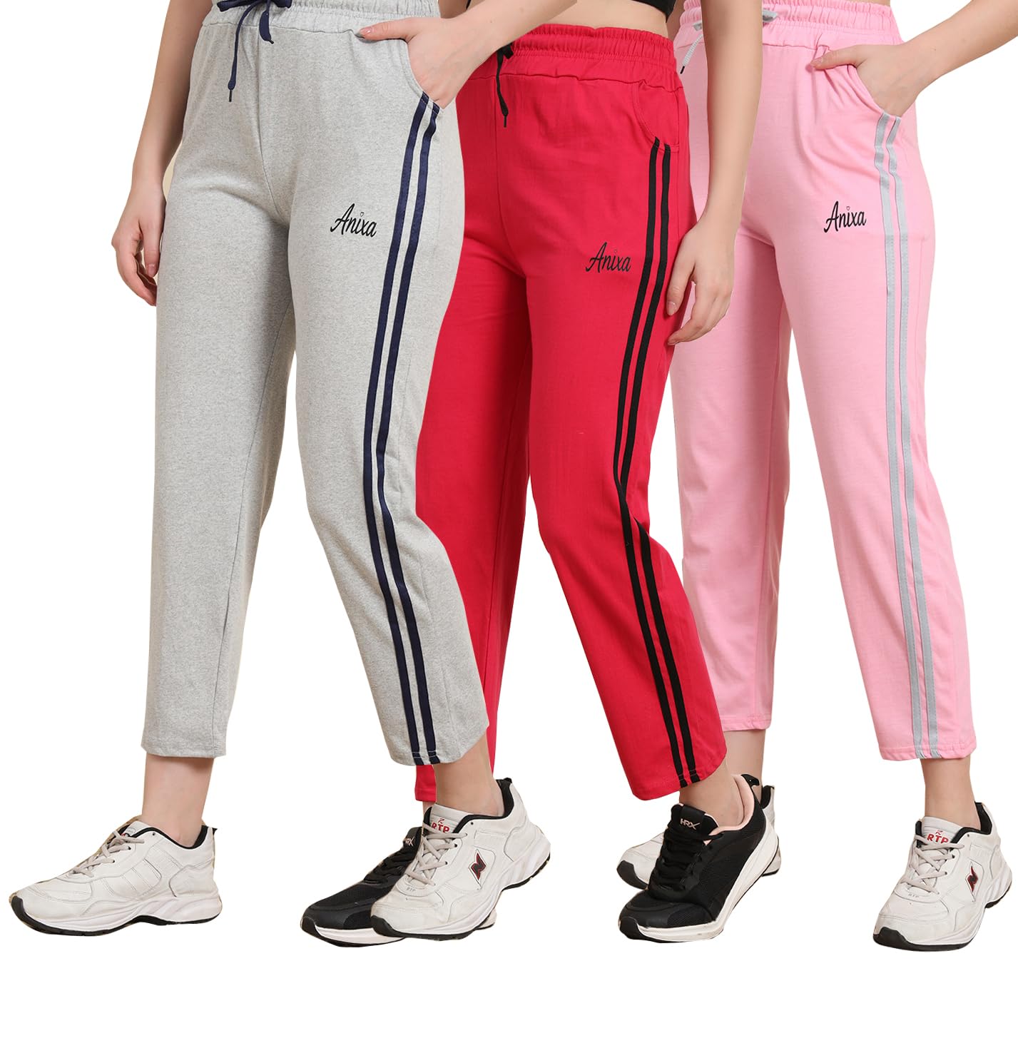 swellswag Women Cotton Striped Plain Pyjamas/Track Pant, Women Lower, Lounge Pants (Pack of 3)-picture-6