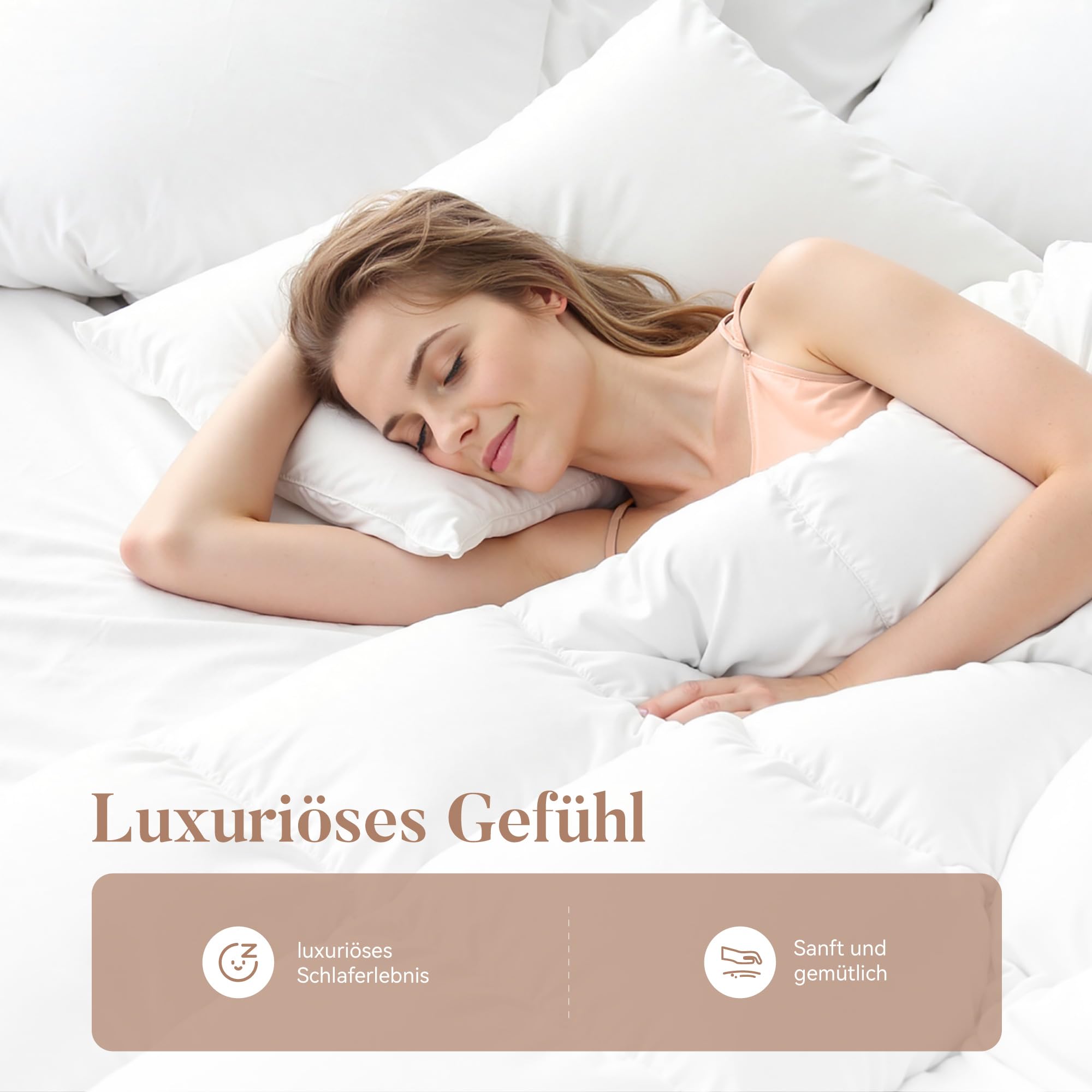 Sophia & William Bettdecke, 4 Jahreszeiten Bettdecken 200x200 cm für Allergiker, Oeko-TEX Zertifizierte Steppdecke, Ganzjahres Federbett Daunendecke mit 80% Federn & 20% Daunen