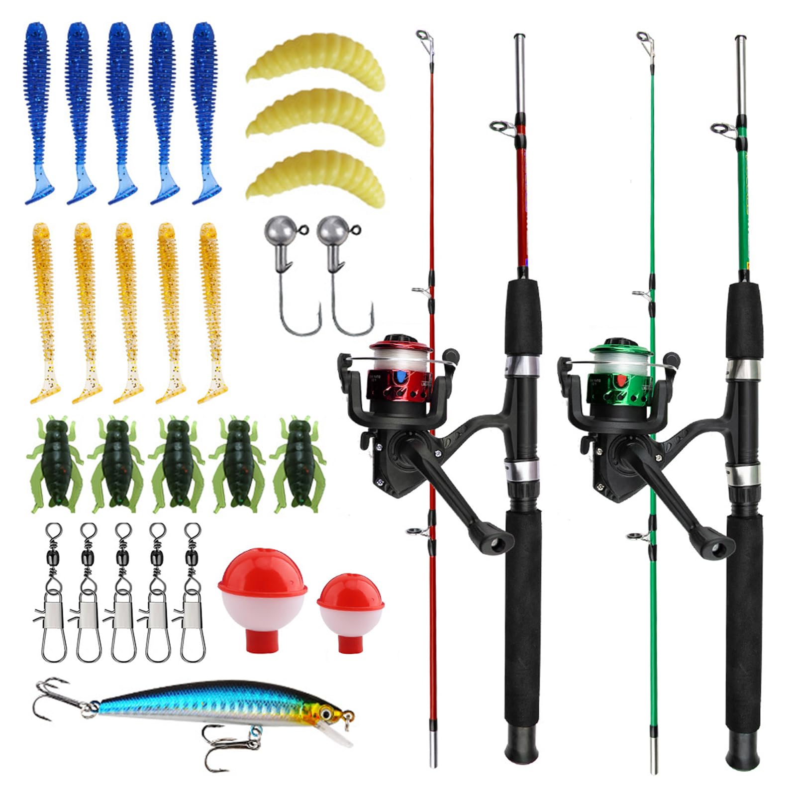 Lot De 2 Cannes À Pêche Télescopiques, Kit De Démarrage De Pêche pour Enfants 3-10 Ans