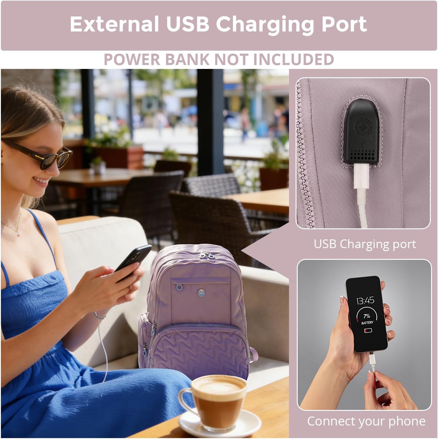 Swissdigital Design Backpack for Women, 15.6 inch Laptop College Pink Medium Simple Modern Backpacks for School with USB Charging Port for Womens Girls | SD1711-82 - Image 3