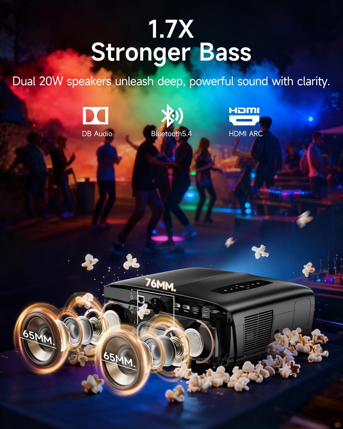 Daytime Projector 4K 2026 Upgraded 2500 ANSI [Karaoke Home Theater] HDR10 Smart TV Projectors with WiFi and Bluetooth TOF Autofocus HDMI CEC DB Digital Audio for Movie Night Gaming Golf Simulator