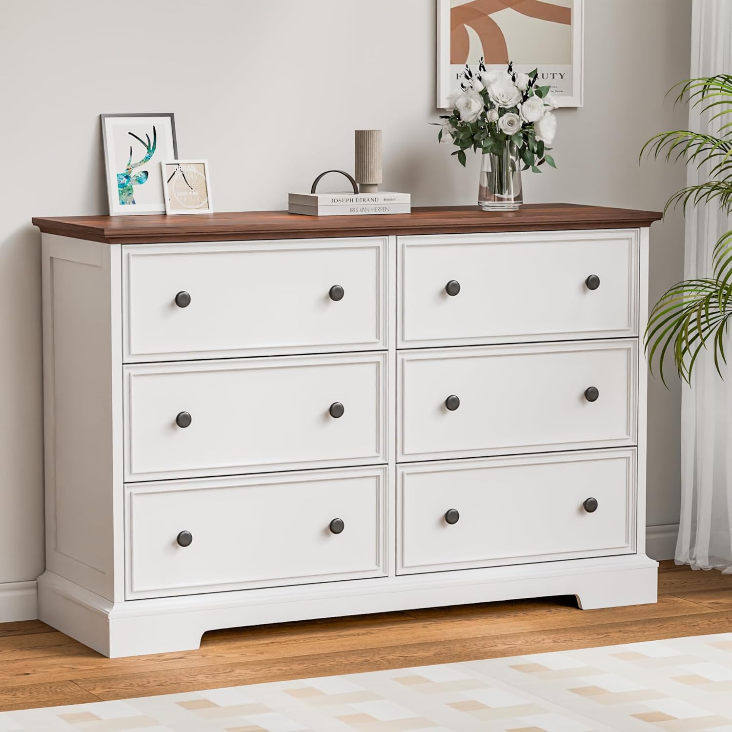 Zamildon's Dresser for Bedroom with Anti-Tip Device, White 5 Drawer Dresser with Handle for Bedroom Hallway Modern Chest of Drawers