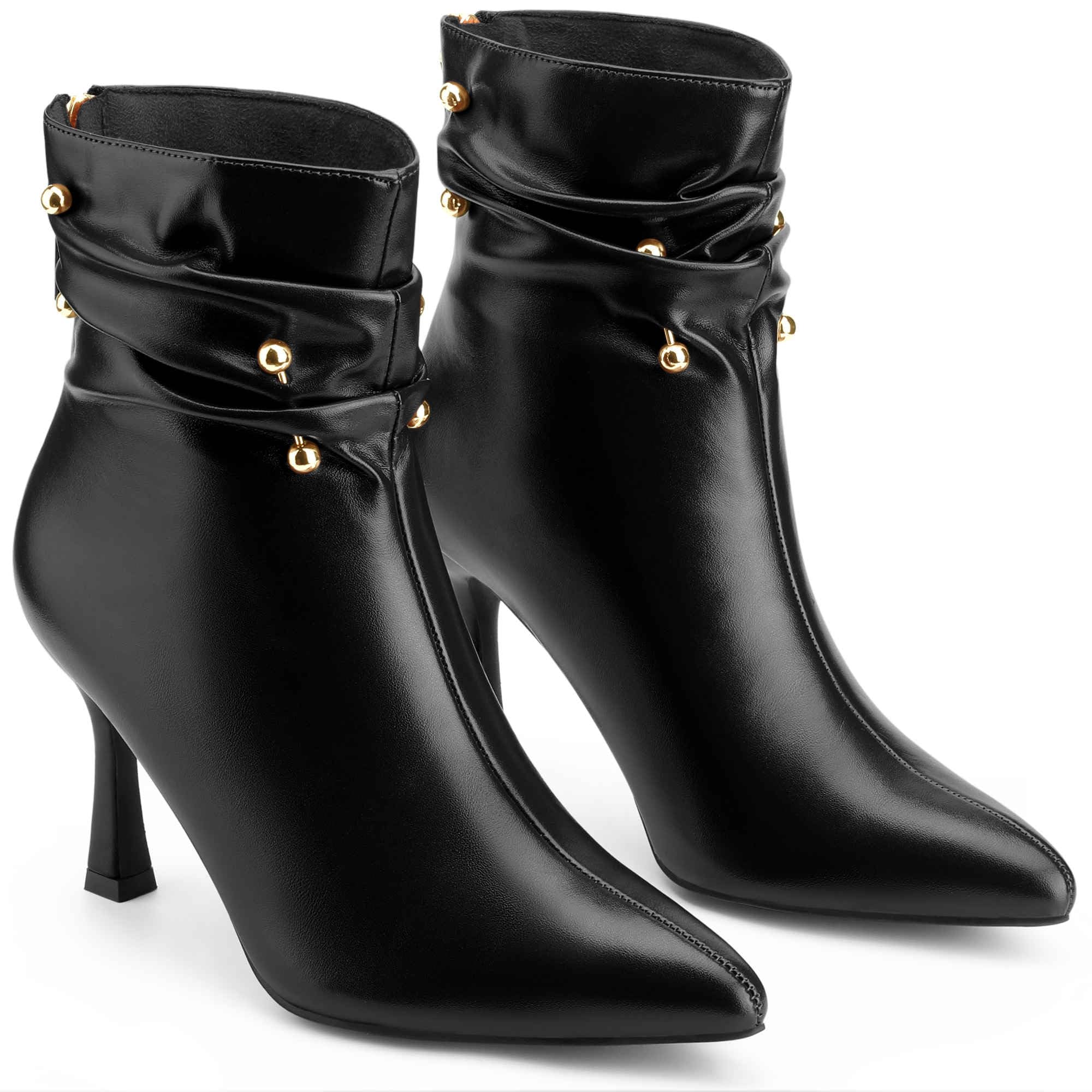 Perphy Pointed Toe Stiletto Heel Slouch Ankle Boots for Women