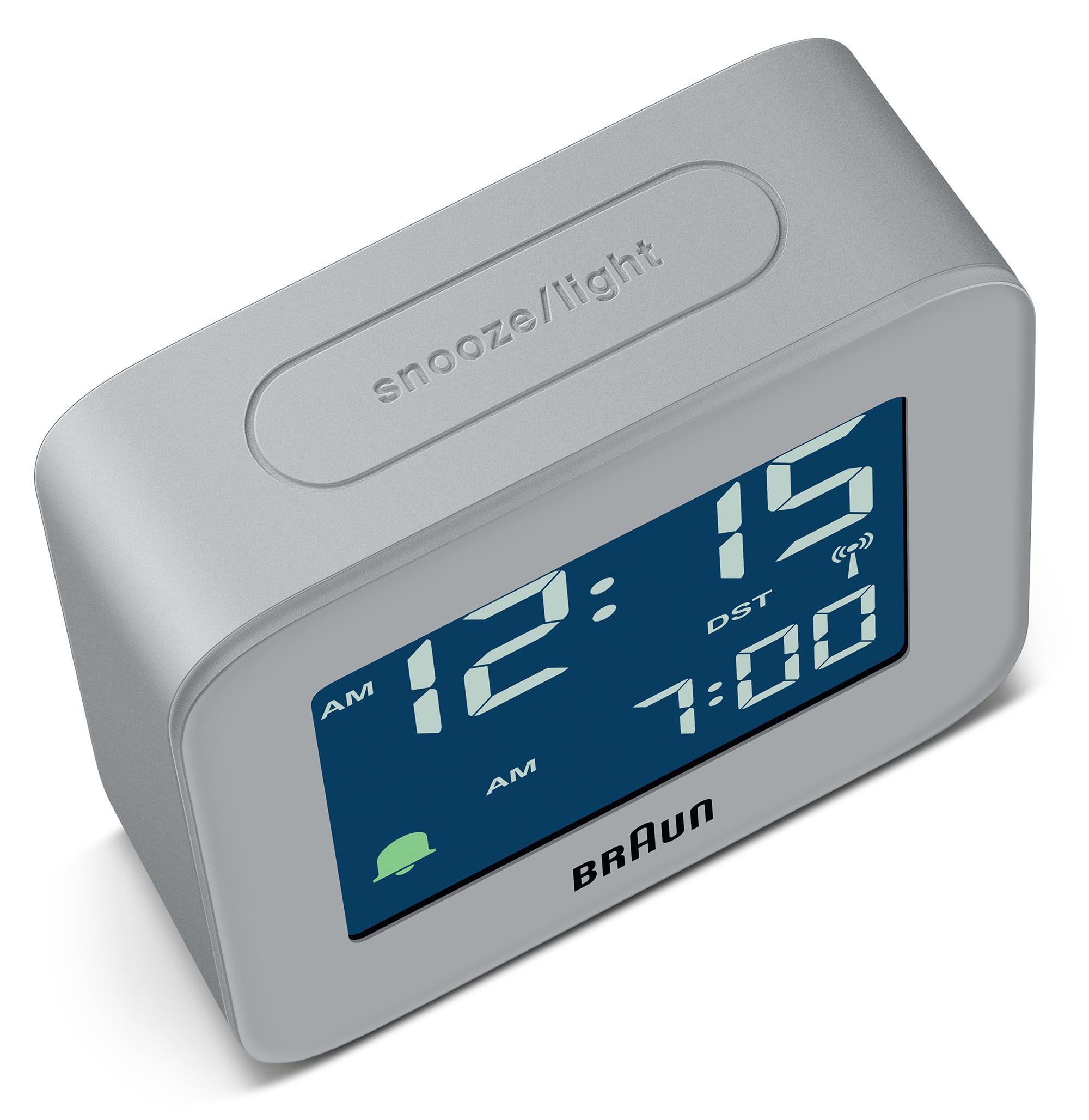Braun Réveil de Voyage avec Projection numérique Radio-pilotée pour Les fuseaux horaires d'europe Centrale (DCF) avec Fonction Snooze, Taille compacte, bip d'alarme Crescendo, modèle BC08G-DCF Gris.